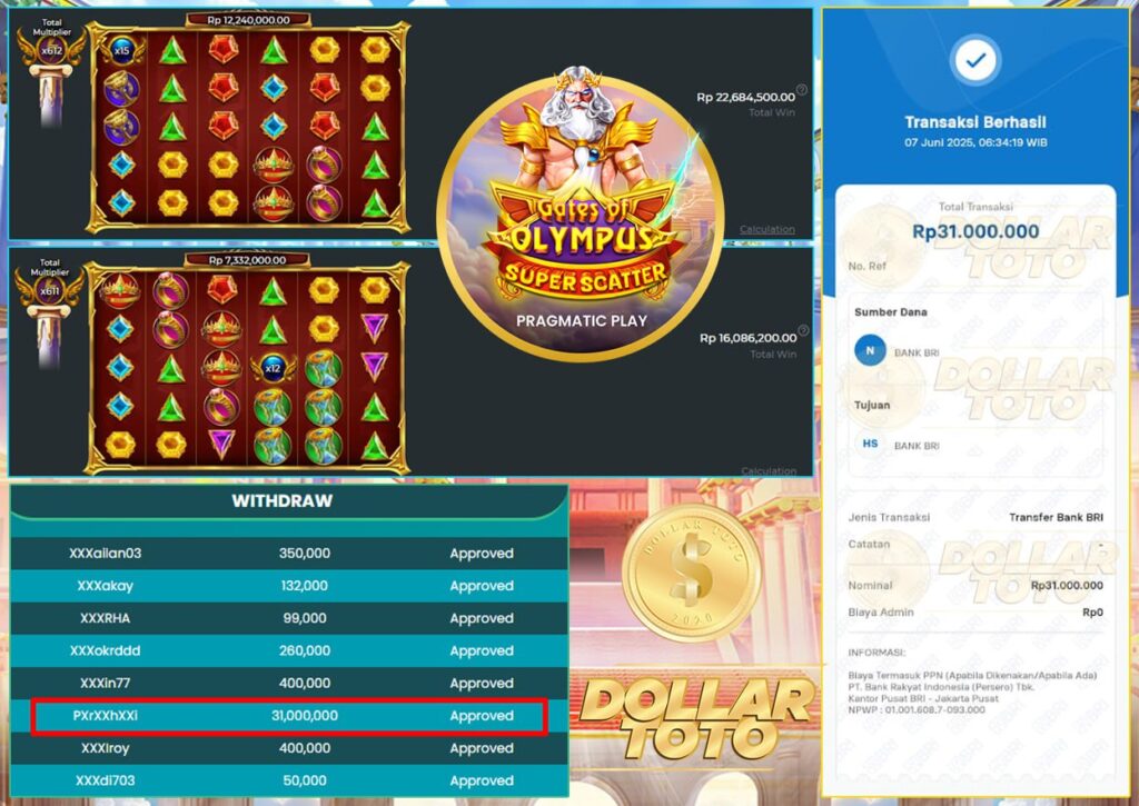 MAIN SANTAI, CUAN MEROKET!! JP 31JT GATES OF OLYMPUS SUPER SCATTER BIKIN KAGET DOLLARTOTO!!